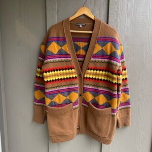 Alexa Chung Fair Isle Cardigan wool Sweater large